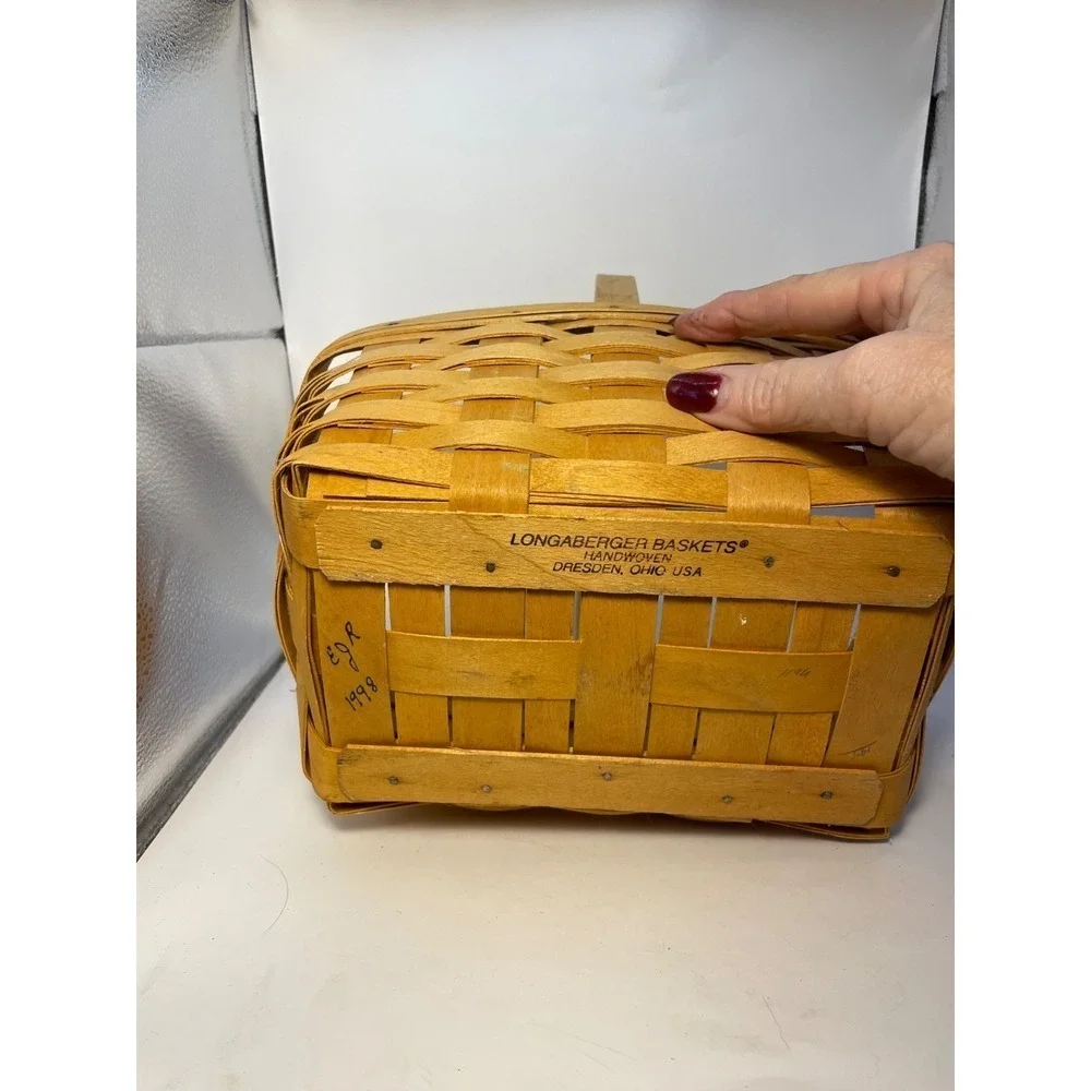 Longaberger Vintage 1998 Medium Market Basket Stationary Handle+Prot. Farmhouse